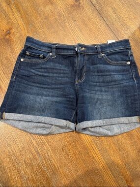 Dark Wash Denim Roll-Cuff Women’s Shorts